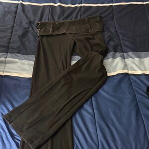 Victoria's Secret Black Sequin Fold-Over Waist Bootcut Pants